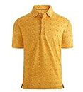 Alex Vando Mens Golf Shirt Moisture Wicking Quick-Dry Print Performance Polo Shirts for Men, Yellow Golf Club, Medium