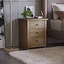 Home Discount-Comodino con 3 cassetti, in pino massiccio cerato Bedroom Furniture Shelving