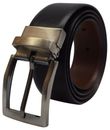 Men's Reversible Leather Belt 1.4" Wide Black & Brown Rotating Buckle Classic St