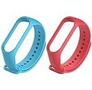 Estrenar Mi Band 3 Strap - Mi Band 4 Strap Original Soft Silicone Adjustable Replacement Wristband Straps, Belt, Bands for Xiaomi M3 & M4 Fitness Band (Red, Sky Blue - Pack of-2)