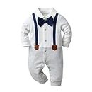 Newborn Infant Baby Boy Gentleman Outfit One Piece Romper Birthday Wedding Party Clothes Grey 3-6 Months