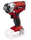Einhell Power X-Change 140Nm Cordless Impact Driver - 18V, 2300 RPM, 1/4" Hex Bit Mount, LED Light - TE-CI 18/1 Li Solo Battery Powered Impact Drill (Battery Not Included), Red