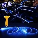 EL Wire Car Interior LED Strip Lights, 16FT USB Powered Neon Ambient Light Kits for Auto Indoor Gap Decorations Dashboard Accessories.(Ice Blue)