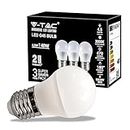 V-TAC Ampoules LED E27 4,5W (équivalent 40W) - G45-470 Lumen - Lot de 3 - Ouverture du Faisceau Lumineux 180° - Ampoule Efficacité Maximale et Économie d'Énergie - 3000K Blanc Chaud