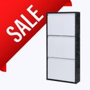 KASER Wood-Metal Shoe Storage Cabinet, 20 " Wall Mounted, White, No Assembly
