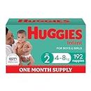 Huggies Infant Nappies Size 2 (4-8kg) 192 Count - One Month Supply (Packaging May Vary)