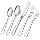 Flatware Set, 20-Piece Elegant Silverware Cutlery Set, Stainless Steel Utensils Service for 4, Include Knife/Fork/Spoon, Mirror Polished, Dishwasher Safe