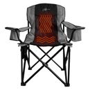 4Tek Adult Heated Outdoor Folding Camp Chair with Power Pack - Gray and Black