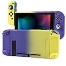 Cybcamo Protective Case Cover for Nintendo Switch, Hard Shell Case Handheld Grip for Nintendo Switch Console and Joy-Con Controllers with 2 Thumbsticks (Yellow & Blue (Left and Right))
