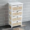 Home Discount® Maize Storage Drawers Bedroom Bathroom Bedside Cabinet White, 4 Drawer
