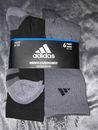 Adidas Men's 6-Pair Cushioned Moisture Wicking Crew Socks  Black/Gray