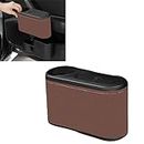 ONKENTET Trash Can & Cup Holder Compatible with Tesla Model 3 Y X S Semi Cybertruck Interior Leather Accessories Car Door Console Organizer with Lid Seat Back Insert Car Tissue Box Universal (Brown)