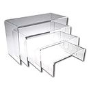 EPOSGEAR Nesting Plinths Clear or Coloured Acrylic Plastic Retail Riser Tiered Counter Display Stands - Perfect for Shops, Stalls, Ornaments, Models etc (Clear, Full Set of 4 Stands)