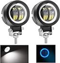 Gear Up 2 Spot Beam LED 20W Angel Eye Halo Ring Fog Light Blue DRL Driving Lamp Universal Fitting Bikes and Cars (20W, White Light with Blue DRL, 2 PCS) For RE Classic 350