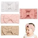 4 PCS Baby Headband Baby Bow Turban Set Baby Hair Bands Stretchy Soft Wide Baby Turban Headbands with Bow Baby Girl Bows Best Gift for Baby as Baby Headdress Photography Props Accessories