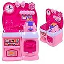 Toyshine Plastic Cooking Kitchen Toy Set, Battery Operated Play Set With Music and Lights for Kids- Pink