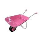ASC - Child Kids Metal Wheelbarrow - Metal Frame & Plastic Tray, Rubber Handles, Puncture-Resistant Tire, Pink & Silver - Outdoor, Educational, Farm, Gardening Toy, Play, Game