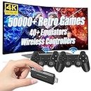 HeavenBird Wireless Retro Game Console, 128G HD Classic & 3D Games Stick Built in 40+ Emulators with 50000+ Games & Dual 2.4G Wireless Controllers, 4K HDMI Video Games for TV, Gift for Adults & Kids