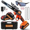 Zeeksaw Mini Chainsaw Cordless 6 Inch, Super Powerful Hand Saw with Battery, 1 Hour Run-Time Electric Chainsaw, Small Handheld Chainsaw for Wood Cutting Tree Trimming, Best Mini Chain Saw Cordless