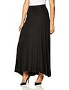 AGB Women's Timeless Fashion Long Soft Knit Skirt with Waist Detail, Black, Small