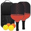 Touyinger Pickleball Set, Pickleball Schläger mit Fiberglas Oberfläche Pickle Ball Paddles mit 4 Bällen Ausrüstung und Tragbare Tasche, Innen & Draußen Pickleball Sport für Männer Frauen