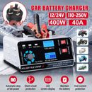 400W 40A 12V/24V Automatic Car Battery Charger Smart Pulse Repair Boat Trickle