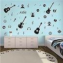 Music Studio Wall Decal Guitar Notes Musical Instruments DJ Headphone Stickers Removable Interior Kids Room Decoration Living Room Wall Art Mural TM-102 (Black)