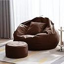 TUSA LIFESTYLE Bean Bag Cover with Footrest and Cushion Only (Without Filling) Faux Leather Sturdy Construction for Adults, Teenagers, Kids – Indoor Use – Solid, Color-Others (Brown New)