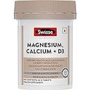 Swisse Magnesium, Calcium+D3 Supports Muscle Function, Energy & Bone Health (Manufactured In Australia) - 60 Tablets (1 Tablet Per Serving)