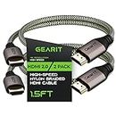 GearIT 4K HDMI Cable, (2-Pack / 1.5ft / 0.45m) High-Speed HDMI 2.0b, 4K 60hz, 3D, ARC, HDCP 2.2, HDR, 18Gbps - Nylon Braided Cord