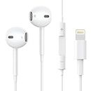 Apple Headphones for iPhone【MFi Certified】 Earbuds Wired with Lightning Connector Earphones Corded Noise Isolating Headsets for iPhone 14/13/12/11/8/7/XR/XS/X(Built-in Microphone & Volume Control)