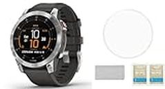 SETPOT Garmin Epix Gen 2 Premium Active GPS smartwatch | 47mm | Touch AMOLED Display | Advanced Adventure Watch Protective Bundle with Tempered Glass HD Screen Protector (Slate Steel W/Graphite Band)