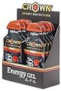 Crown Sport Nutrition Gel Energético – Cola con Cafeína - 12 unidades Carbohidratos en ratio 2:1:1 (Maltodextrina - Dextrosa - Fructosa) Ciclismo Running Deporte Entreno