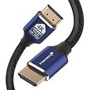 Fosmon HDMI 2.0 Cable 4K@60Hz 25ft, Premium Certified in-Wall CL3 Rated, 18Gbps Super High Speed, HDR, HDCP 2.2/1.4, 3D, ARC, 30AWG Cotton Braided Compatible with UHD TV, Monitor, Console