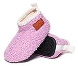 ditont Toddler Boys Girls Rubber Sole Non Slip Indoor House Slippers Lightweight Home Shoes, Warm/Purple007, 8.5-9.5 Toddler