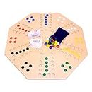 AmishToyBox.com Travel Marble Chase (Cards N' Marbles) Wooden Board Game Set - Double-Sided 23" Wide Board - Includes Carry Bag, Marbles and Playing Cards