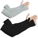 YESLIFE 2 Pairs UV Sun Protection Arm Sleeves for Men & Women - Tattoo Cover Up - UPF 50 Cooling Sports Sleeve for Basketball Golf Running (Gray & Black)