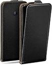moex Flip Case für Nokia Lumia 630/635 Hülle klappbar, 360 Grad Rundum Komplett-Schutz, Klapphülle aus Vegan Leder, Handytasche mit vertikaler Klappe, magnetisch - Schwarz