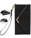 D-kandy Envelope Magnetic Leather Wallet Card Holder Handbag Flip Case with Wrist Strap Back Cover for Apple iPhone 6 Plus & 6s + - Black