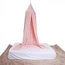 Cotton Bed Canopy Room Tent Canopy Dreamy Net Bedding Soft and Durable Bed Canopy for Baby Kid (Pink)