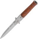 Boker Magnum Stiletto Linerlock Grain Brown Wood Folding Pocket Knife M01YA101