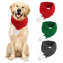 Dog Cat Pet Christmas Knitted Scarf Solid Headdress Clothes Accessories S-L
