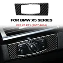 Carbon Fiber Headlight Switch Stickers For BMW X5 E70 X6 E71 2007-2014 Interior Accessoire Voiture