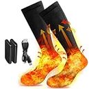 Heated Socks, Orznez Winter Wool Warm Socks for Men Women with 3 Heating Settings, Washable Electric Thermal Socks with 2Pcs 4000mAh Rechargeable Battery for Hiking Biking Skiing Hunting Outdoor Work