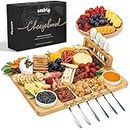 SMIRLY Charcuterie Boards Gift Set: Large Charcuterie Board Set, Bamboo Cheese Board Set - Unique for Mom - House Warming Gifts New Home, Wedding Gifts for Couple, Bridal Shower Gift