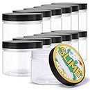 Opret 12 Pack 10oz Empty Slime Containers, Large Plastic Slime Jars with Lids and Labels Clear Storage Organizers for Slime Making, Food and Beauty Products, BPA Free