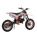 cdar 49cc Kids Dirt Bike, 2-Stroke Gas Power Motocross Off-Road Tires Shock Absorption Springs Soft Seat Cushion Pocket Motorbike with Front Rear Disc Brakes Red