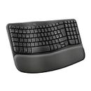 Logitech Wave Keys, teclado ergonómico inalámbrico con reposamuñecas acolchado, escritura cómoda, natural, Easy-Switch, Bluetooth, Logi Bolt, multisistema operativo, Windows/Mac,QWERTY -Grafito