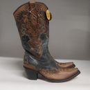 Corral Almond Laser & Embroidery Stud Western Boot Brown Womens Size 7.5M