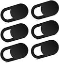 Generic Webcam Cover Slide, Ultra-Thin for Laptop, MacBook, PC and Cell Phone, Set of 6 with Silicone Rubber Pads, Black
